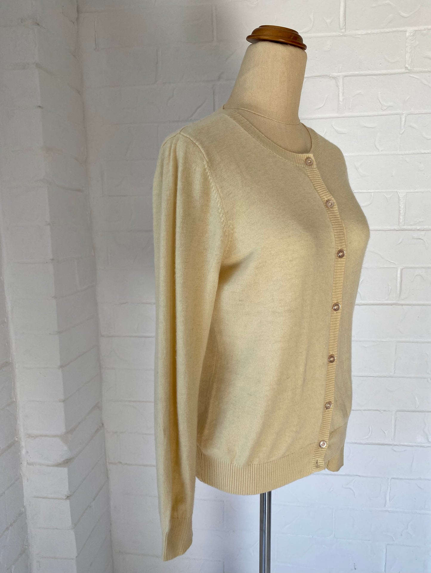 Soft Lemon Merino & Cashmere Cardigan by Bridge & Lord