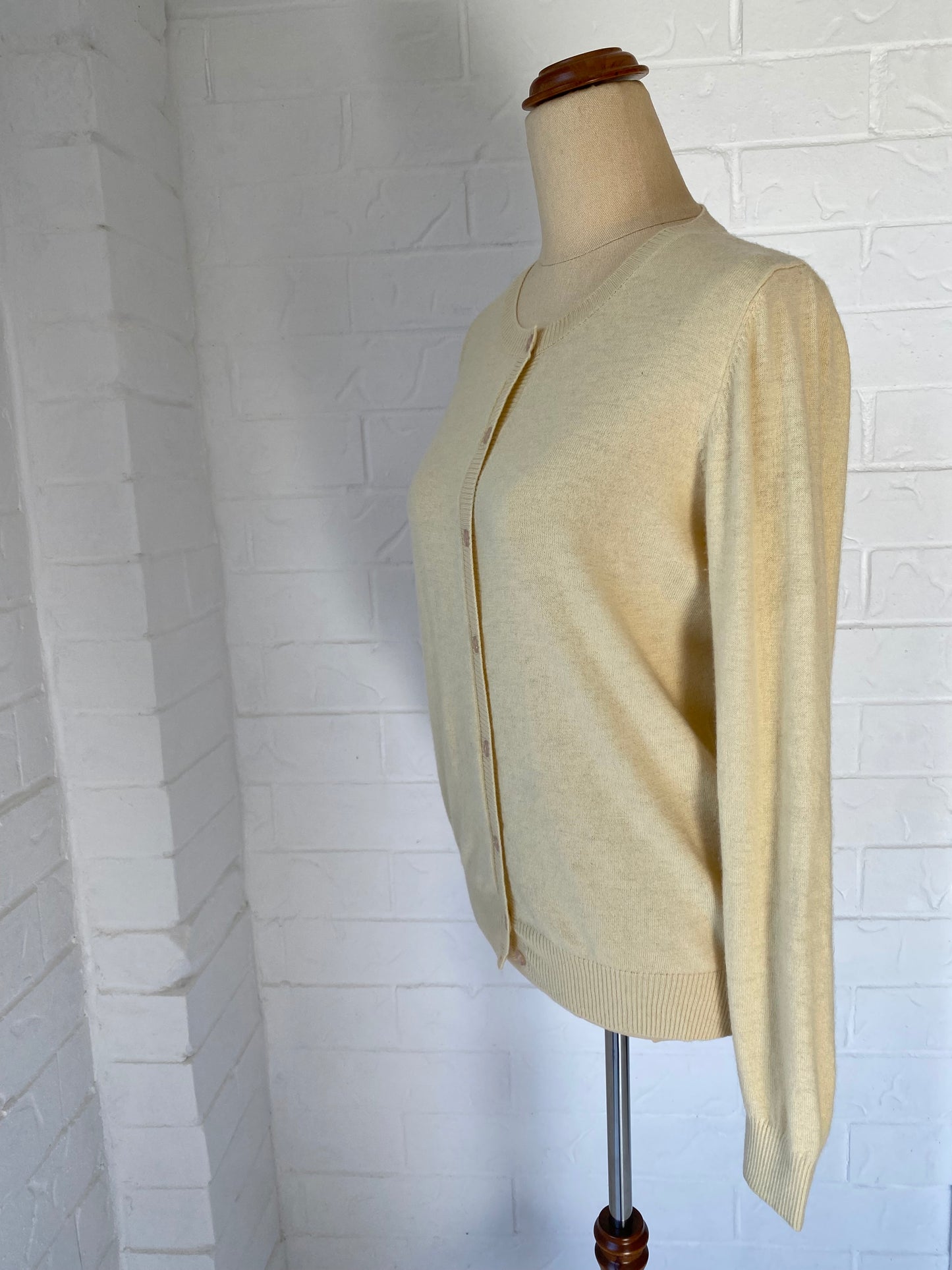 Soft Lemon Merino & Cashmere Cardigan by Bridge & Lord