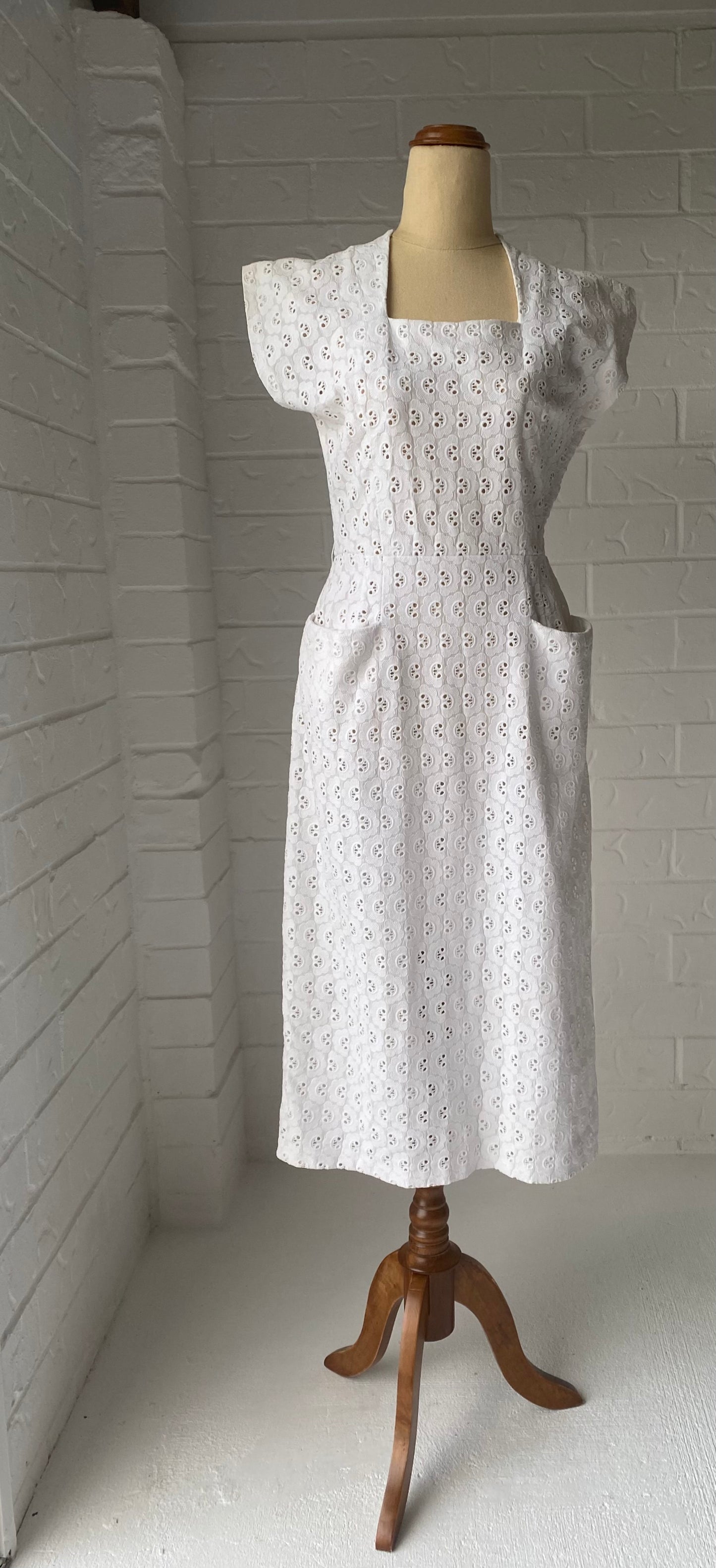 1950's White Broderie Anglaise Sun Dress