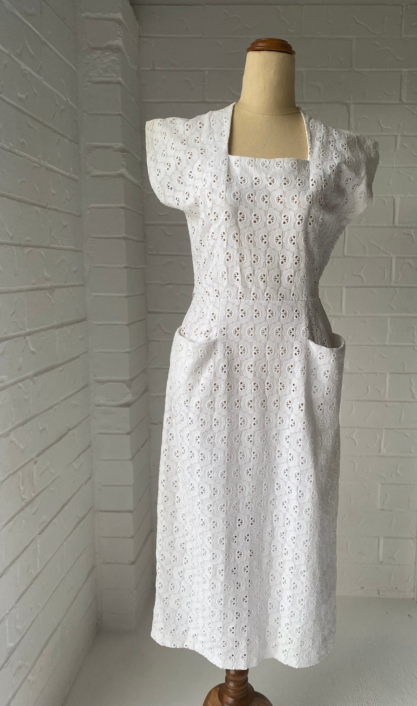 1950's White Broderie Anglaise Sun Dress