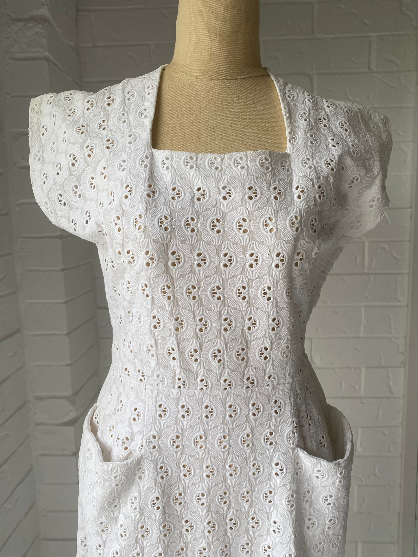 1950's White Broderie Anglaise Sun Dress