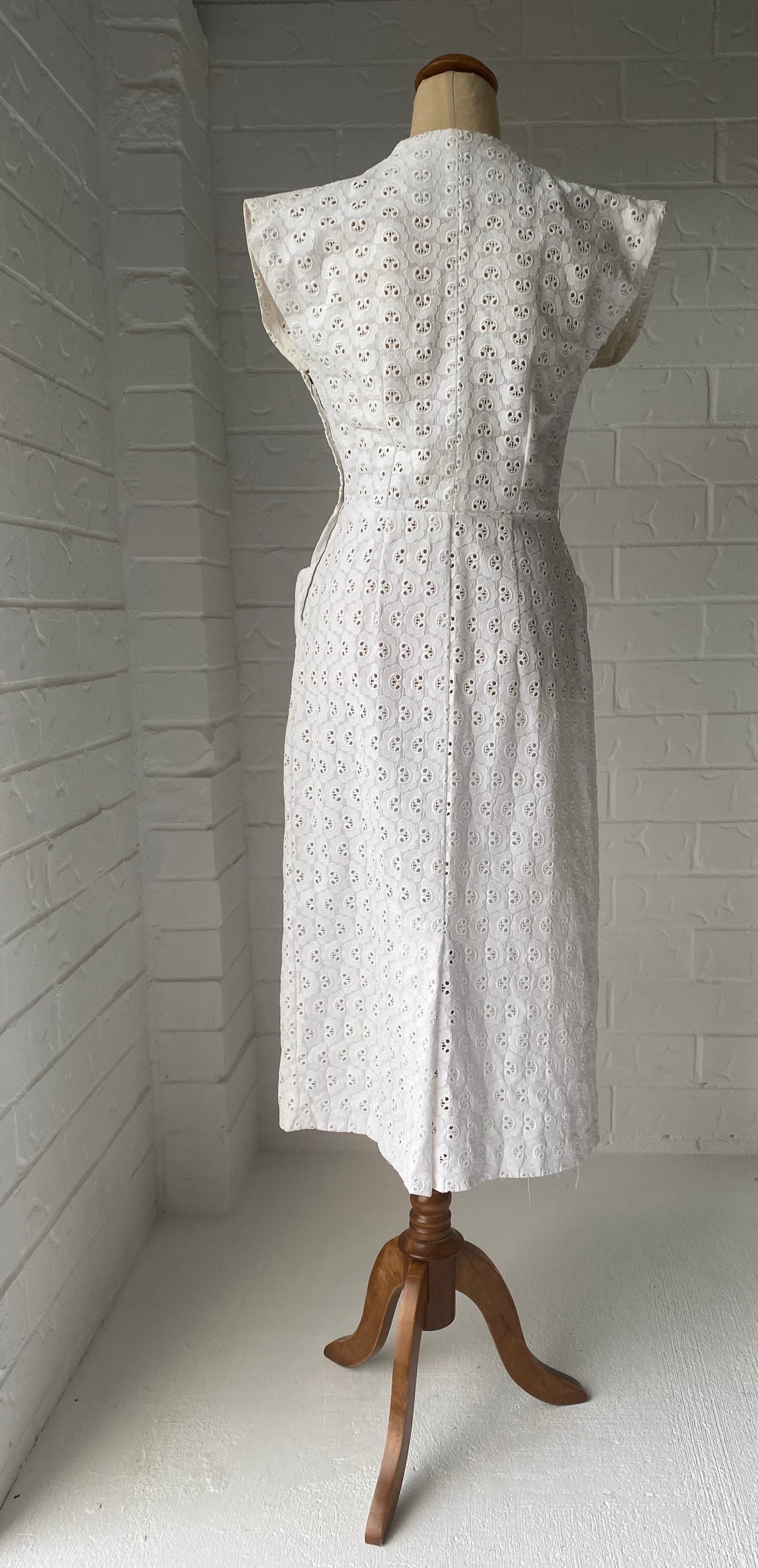 1950's White Broderie Anglaise Sun Dress