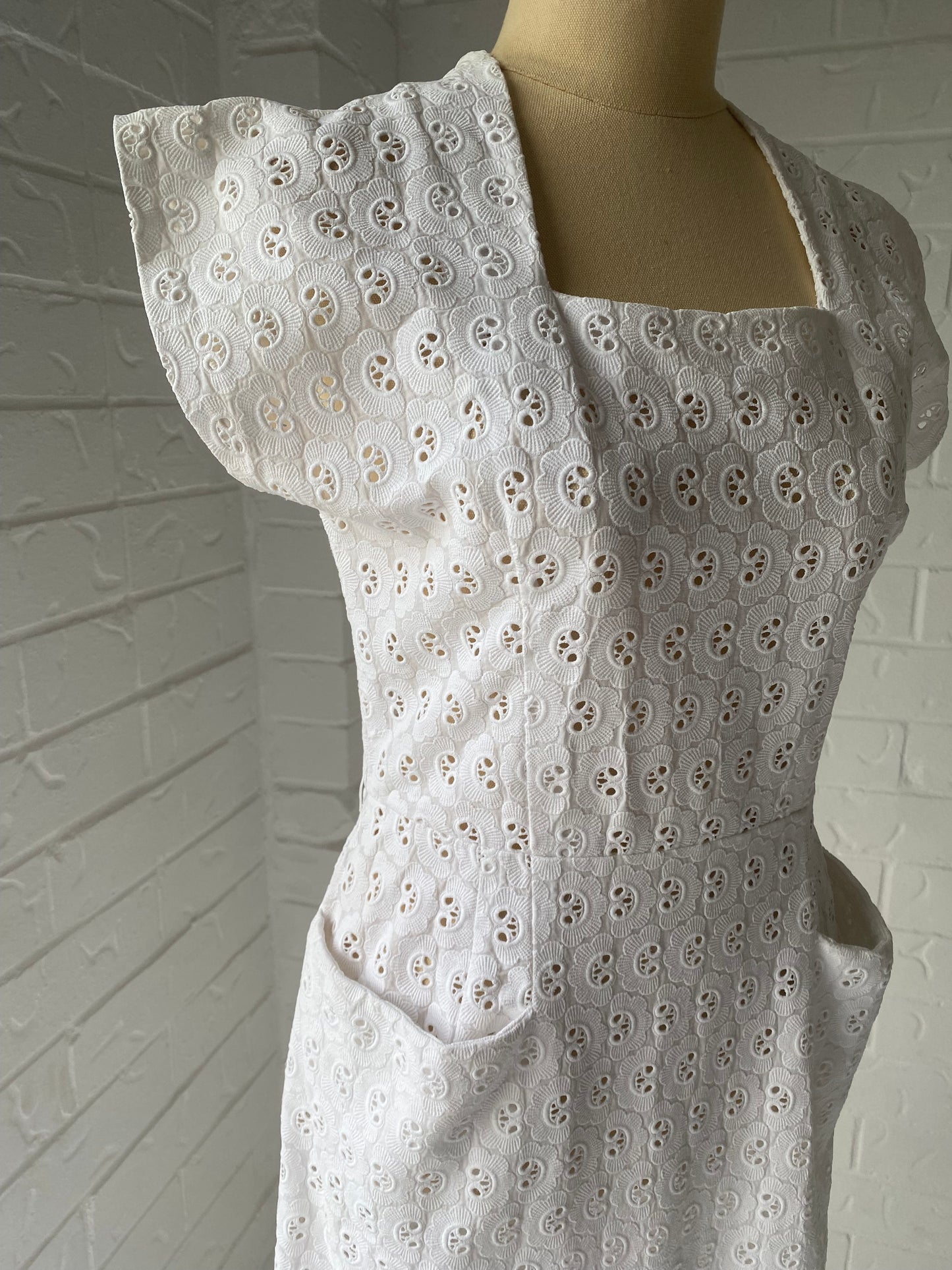 1950's White Broderie Anglaise Sun Dress