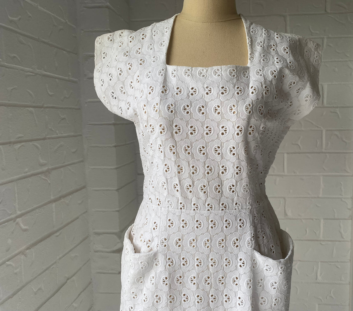 1950's White Broderie Anglaise Sun Dress