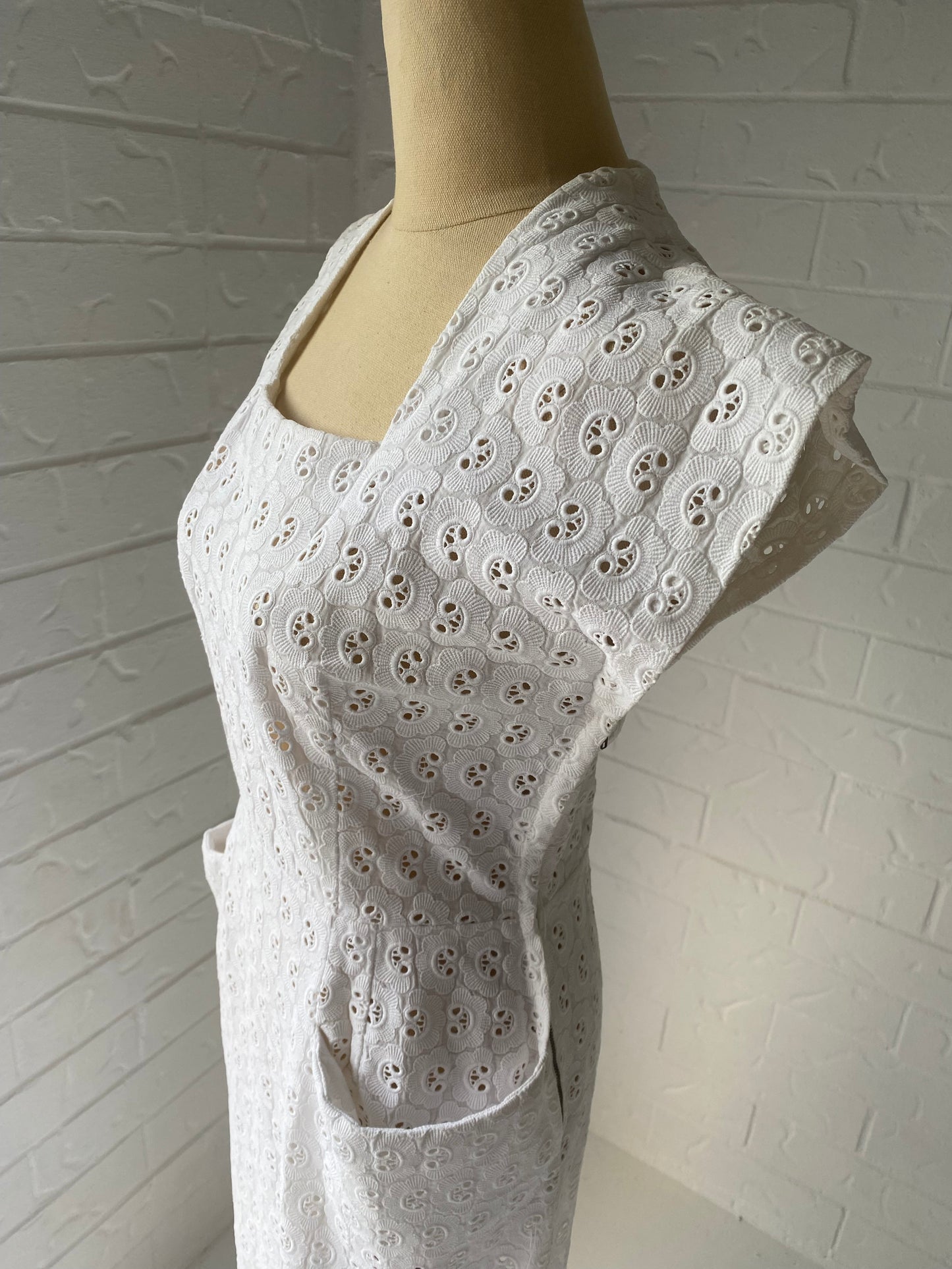1950's White Broderie Anglaise Sun Dress