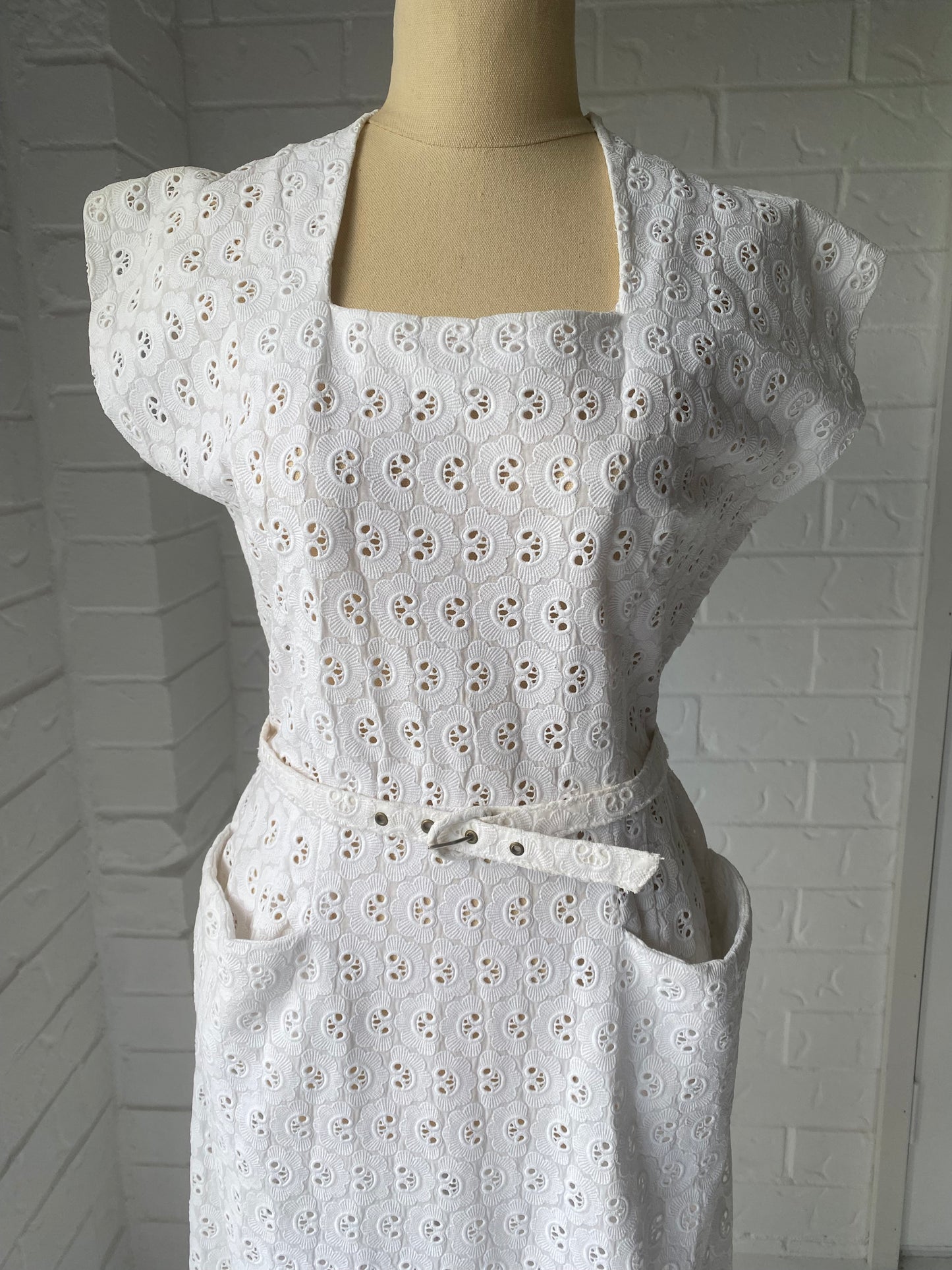 1950's White Broderie Anglaise Sun Dress