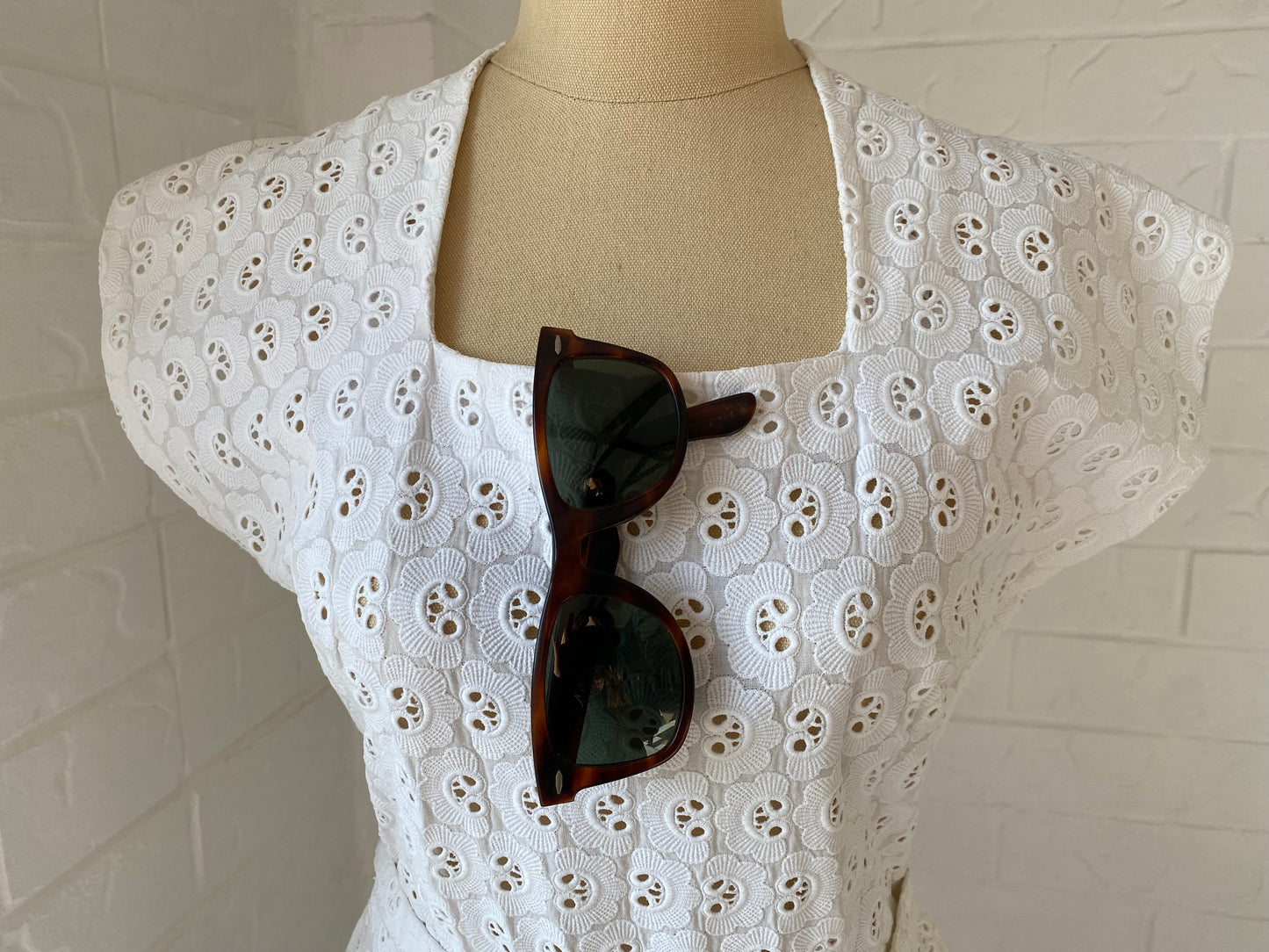 1950's White Broderie Anglaise Sun Dress