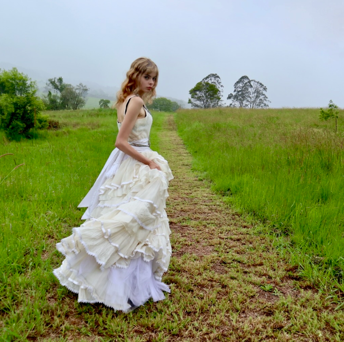 Couture Ivory Tiered Silk Skirt