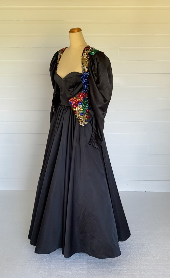 Stephen Fitzgerald Black Satin Ballgown and Jacket
