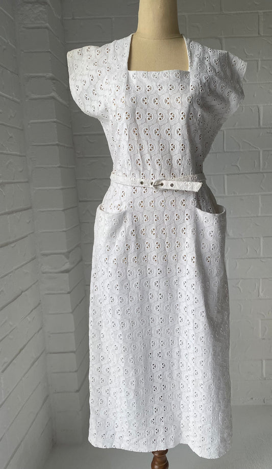 1950's White Broderie Anglaise Sun Dress